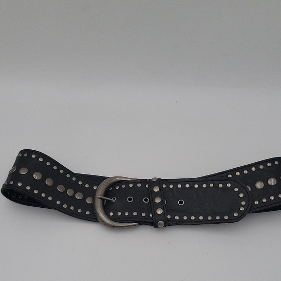 Black Studded Leather Belt - Picture 3 of 6